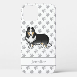 Driekleurige Rough Collie Lieve Cartoonhond & Naam Case-Mate iPhone Case