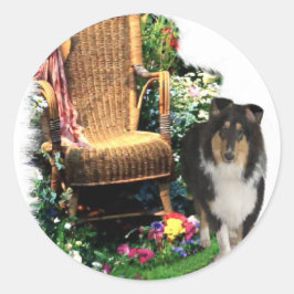 Driekleurige ruw collie-artikelen met kunstcadeaus ronde sticker