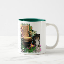 Driekleurige ruw collie-artikelen met kunstcadeaus tweekleurige koffiemok