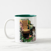 Driekleurige ruw collie-artikelen met kunstcadeaus tweekleurige koffiemok (Links)