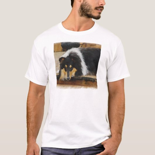 Driekleurige ruw collie-cadeaus t-shirt (Voorkant)