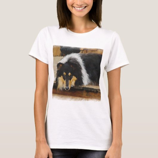 Driekleurige ruw collie-cadeaus t-shirt (Voorkant)