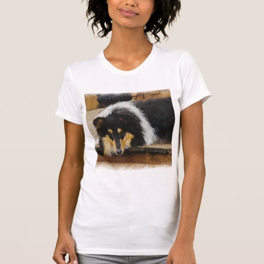 Driekleurige ruw collie-cadeaus t-shirt (Voorkant)