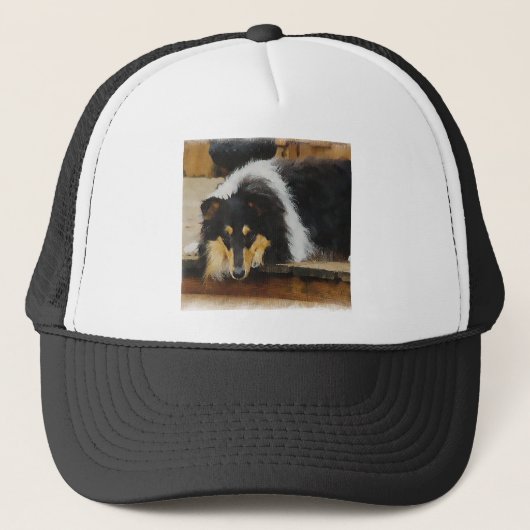 Driekleurige ruw collie-cadeaus trucker pet (Voorkant)