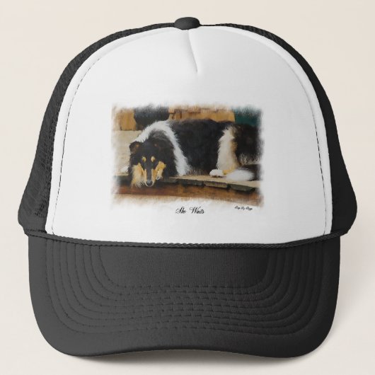Driekleurige ruw collie-cadeaus trucker pet (Voorkant)