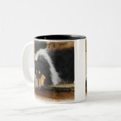 Driekleurige ruw collie-cadeaus tweekleurige koffiemok (Voorkant links)