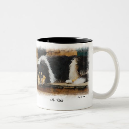 Driekleurige ruw collie-cadeaus tweekleurige koffiemok (Rechts)