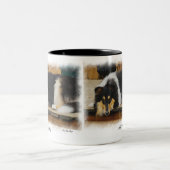 Driekleurige ruw collie-cadeaus tweekleurige koffiemok (Center)