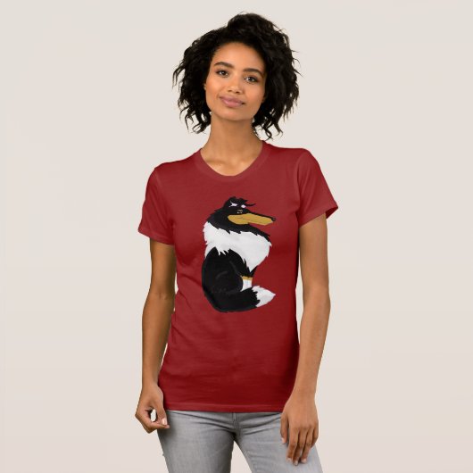 Driekleurige, ruwe Collie Cartoon Shirt van vrouwe (Voorkant volledig)