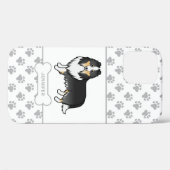Driekleurige Sheltie Met Pootjes, Hondenbot & Naam Case-Mate iPhone Case (Achterkant (horizontaal))