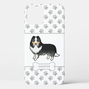 Driekleurige Sheltie Met Pootjes, Hondenbot & Naam Case-Mate iPhone Case