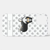 Driekleurige Shetland Sheepdog Cartoon Hond & Naam Case-Mate iPhone Case (Achterkant (horizontaal))