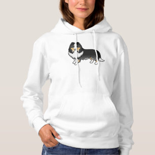 Driekleurige Shetland Sheepdog Sheltie Cartoon Hon Hoodie