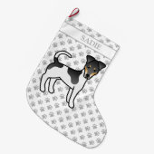 Driekleurige Smooth Fox Terrier Mooie Hond & Naam Grote Kerstsok (Voorkant (Hangend))