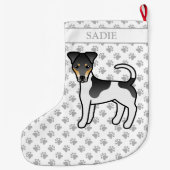 Driekleurige Smooth Fox Terrier Mooie Hond & Naam Grote Kerstsok (Achterkant)