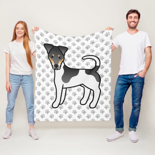 Driekleurige Smooth Fox Terrier Schattige Cartoon Fleece Deken (In situ)