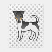 Driekleurige Smooth Fox Terrier Schattige Cartoon Fleece Deken (Voorkant)