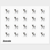 Driekleurige Smooth Fox Terrier Schattige Cartoon Ronde Sticker (Vel)