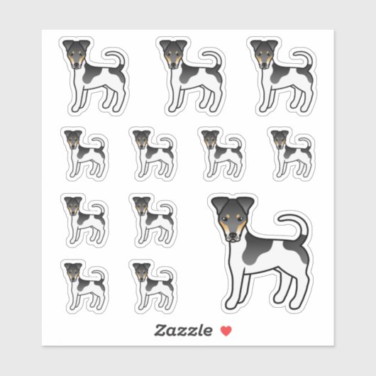 Driekleurige Smooth Fox Terrier Schattige Cartoon Sticker (Vel)