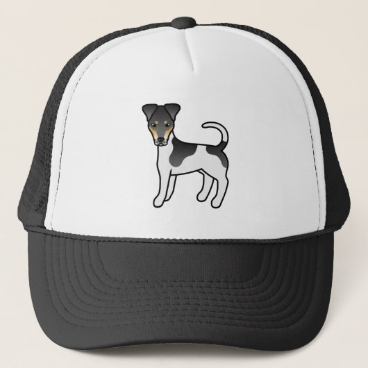 Driekleurige Smooth Fox Terrier Schattige Cartoon  Trucker Pet (Voorkant)