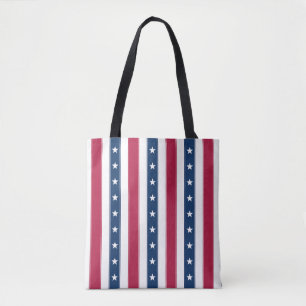 Driekleurige sterren en verticale strepen tote bag