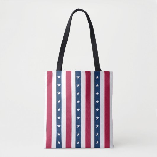 Driekleurige sterren en verticale strepen tote bag (Voorkant)