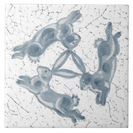  drieknoppenkonijn - Trioblauw en witte vloed Tegeltje