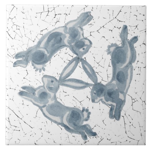  drieknoppenkonijn - Trioblauw en witte vloed Tegeltje (Voorkant)