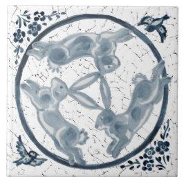  drieknoppenkonijn - Trioblauw en witte vloed Tegeltje