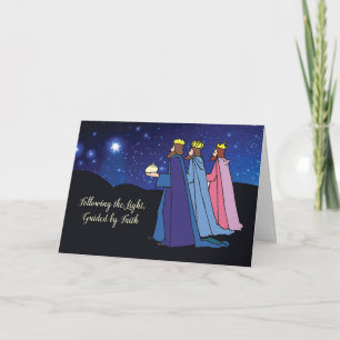 Driekoningen gekleed in pracht met geschenken kaart