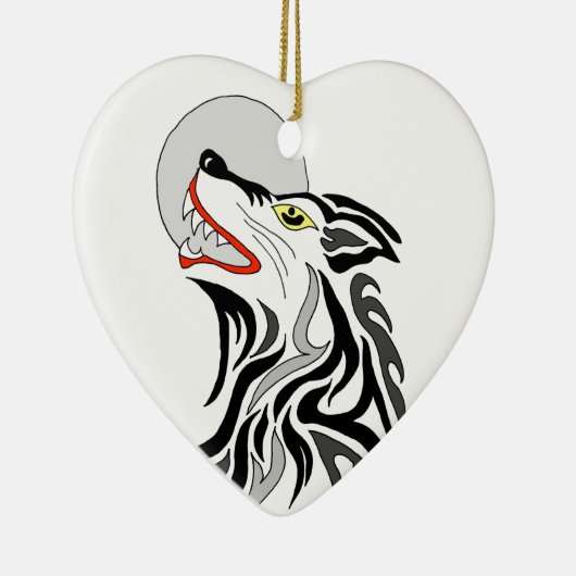 driekuntswolfskop op de maan keramisch ornament (Rechts)