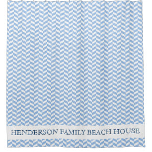 Driekwart Huis Eigen naam Herringbone Blue White Douchegordijn