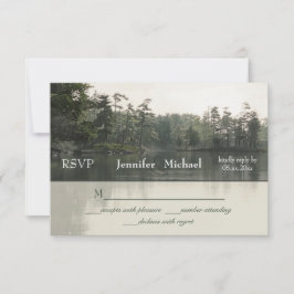driekwart rustisch meer evergreens reflectie bruil RSVP kaartje