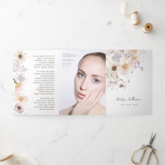 drieledige brochure voor gedroogde bloemen drieluik kaart (Buitenkant)