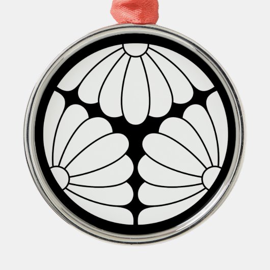 Drieledige chrysanten metalen ornament (Voorkant)