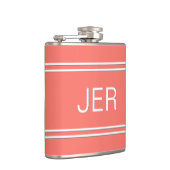 Drieletter initials Geborduurd drank Coral Heupfles (Rechts)