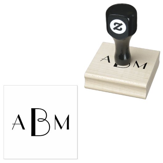 Drieletter monogram initialen rubberstempel (Gestempeld)