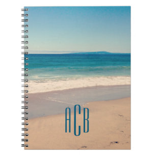 Drieletter monogram vakantie strandfoto notitieboek