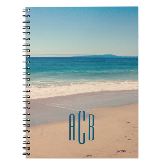 Drieletter monogram vakantie strandfoto notitieboek (Voorkant)