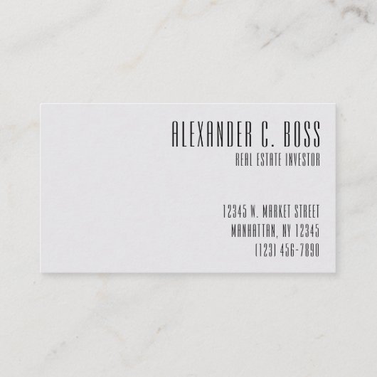 Drieletterig monogram grijze marmer en zwart visitekaartje (Achterkant)