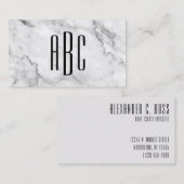 Drieletterig monogram grijze marmer en zwart visitekaartje (Voorkant / Achterkant)