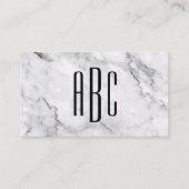 Drieletterig monogram grijze marmer en zwart visitekaartje (Voorkant)