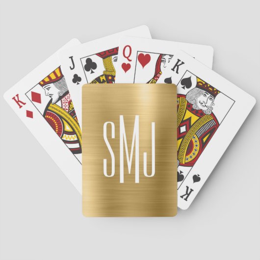 Drieletterig monogram van goud folie pokerkaarten (Achterkant)