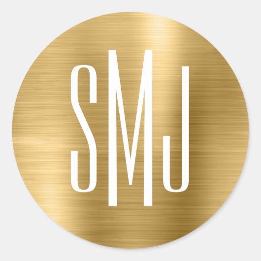 Drieletterig monogram van goud folie ronde sticker (Voorkant)