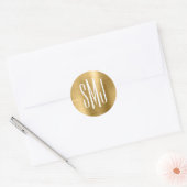 Drieletterig monogram van goud folie ronde sticker (Envelop)