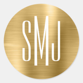 Drieletterig monogram van goud folie ronde sticker