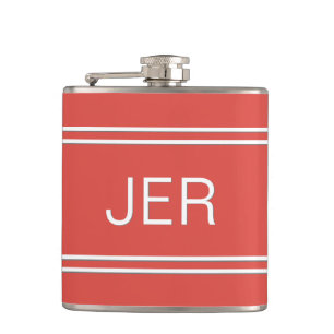 Drieletterige Initiaal Monogram Drink Rood Heupfles