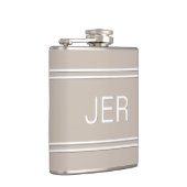 Drieletterige initialen geborduurd drank khaki heupfles (Rechts)