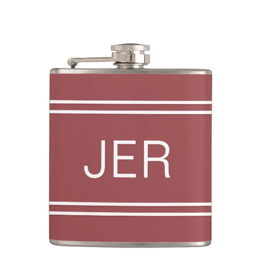 Drieletterige initialen gemerkt donkere trendy roo heupfles (Voorkant)