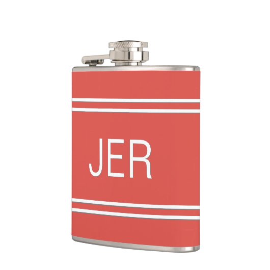 Drieletterige Initialen Monogrammed Drink Red Heupfles (Links)